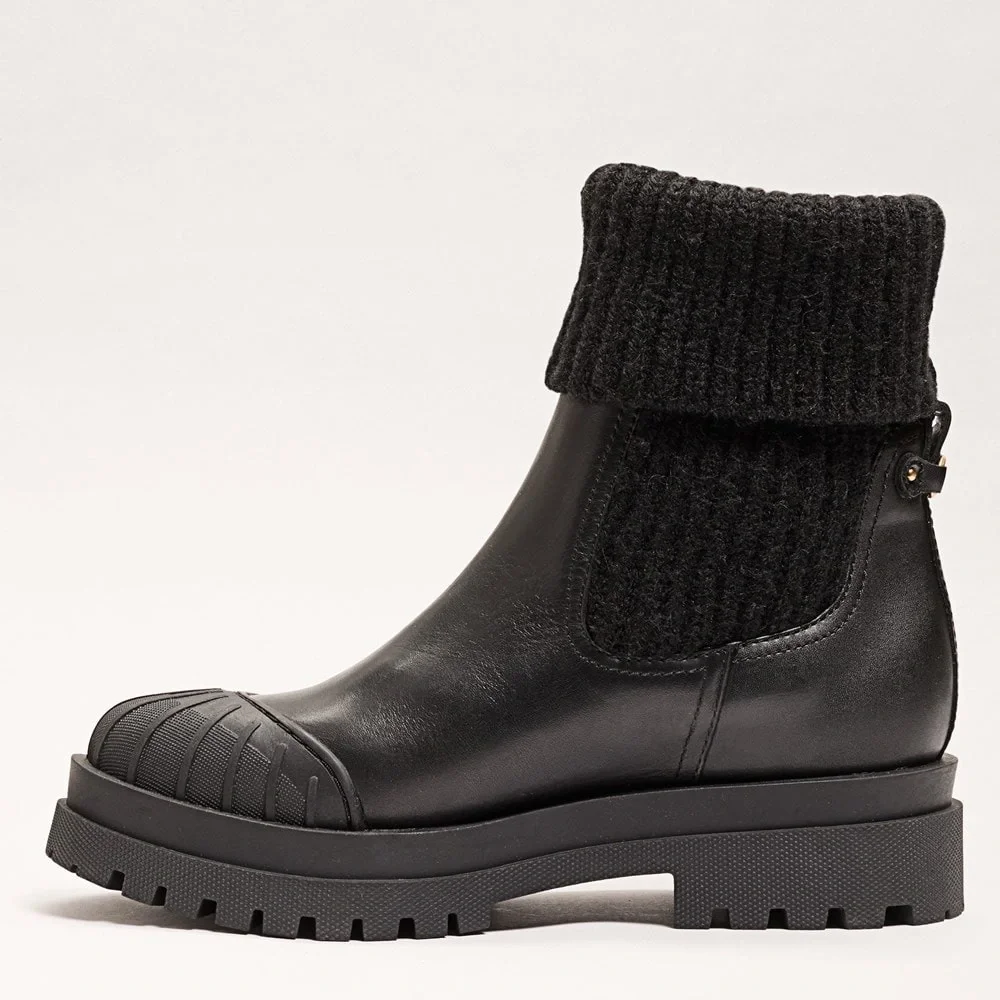 Sam Edelman Steele Knit Chelsea Black Leather Ankle Boots - Picture 3 of 9